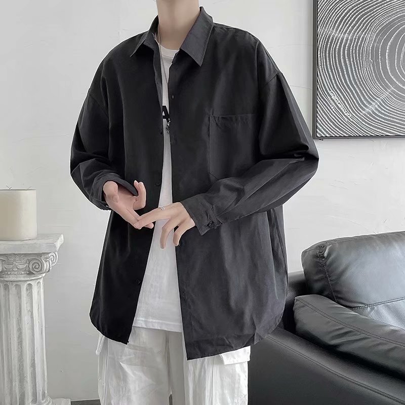 2025秋冬季新款港风ins简约百搭宽松衬衣休闲潮衬衫男CS20010-P25,男装衬衫,星座1703A-1