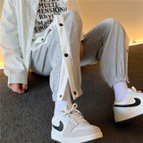 2025春季新款全开纽扣长裤篮球运动裤排扣裤子高街束脚裤KZ11-P25，女装休闲裤，星座1703A-1