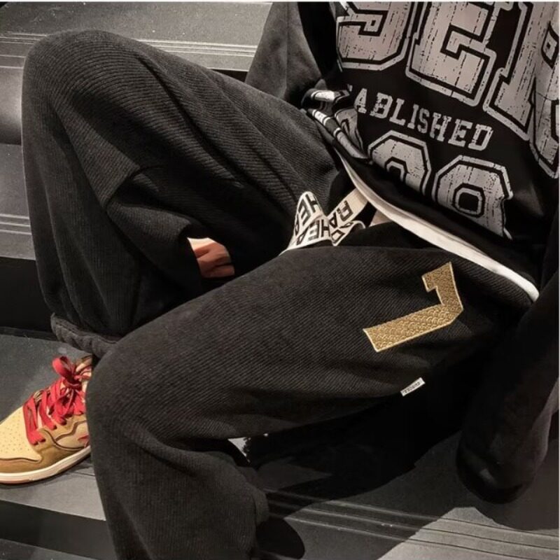 秋冬季加绒微弹裤子男潮流休闲青春时尚新款运动束脚裤AK73JR-P38,男装卫衣,星座1703A-1
