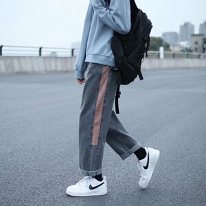 21秋季休闲牛仔裤ins港风慵懒中腰时尚修身潮流情侣牛仔裤L02-P35图片