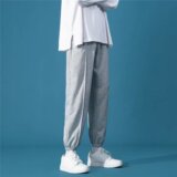 2025春秋新款韩版潮流束脚九分卫裤宽松灰色运动裤男士K2583-P25，男装休闲裤，星座1703A-1