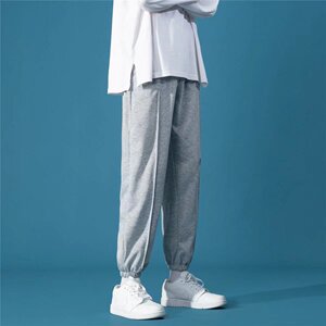 2025春秋新款韩版潮流束脚九分卫裤宽松灰色运动裤男士K2583-P25图片