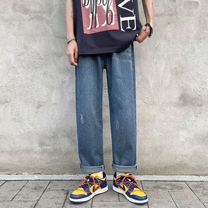 21秋季文艺长裤潮流宽松直筒气质青春流行牛仔腰休闲时尚8804-P35图片