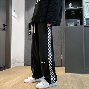 2025秋季新款小众高级感棋盘格裤子高街ins潮格子阔腿裤KZ24-P28
