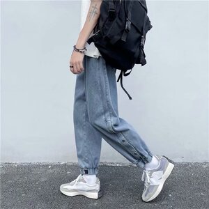 2025春秋季新款排扣牛仔裤潮流宽松直筒帅港风束脚工装裤N519-P36图片