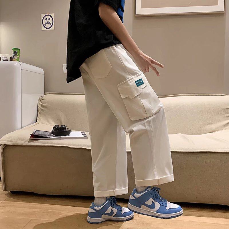日系复古工装裤男潮流宽松百搭休闲裤子飘带拖地直筒裤KJ7514-P38,男装工装外套,星座1703A-1