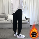 21年冬季主推纯色抽绳加绒运动大码宽松休闲卫裤男KZ3020加绒-P20，男装休闲裤，星座1703A-1