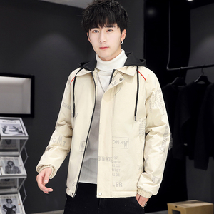 21年冬季青少年连帽加厚棉服字母印花宽松男士外套棉服MY196-P70图片
