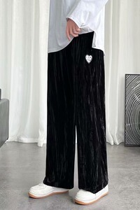 扎染裤子男欧美痞帅爱心情侣运动裤高级感炸街直筒阔腿金丝绒裤图片