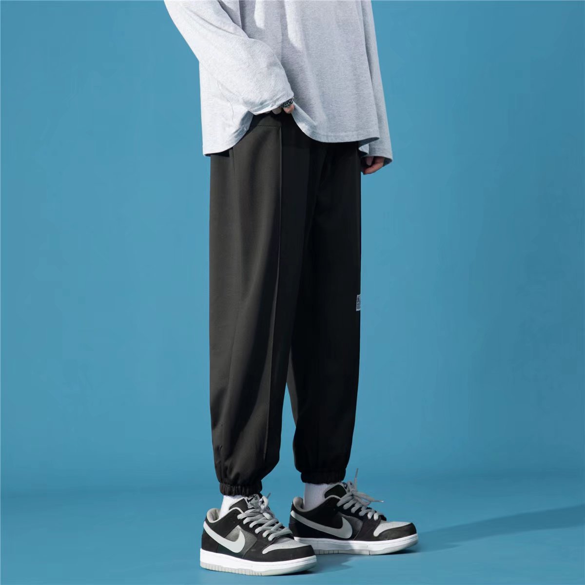 2025春秋新款韩版潮流束脚九分卫裤宽松灰色运动裤男士K2583-P25,男装休闲裤,星座1703A-1