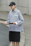 2025秋季新款cityboy竖条纹衬衫日系宽松长袖衬衣外套男C6034-P28，男装衬衫，星座1703A-1