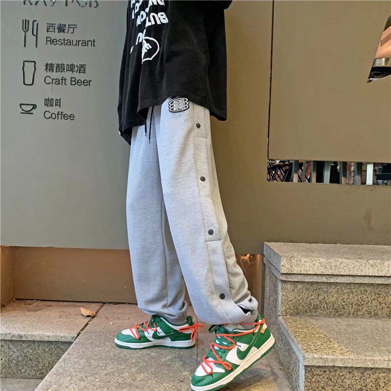 2025春秋季新款排扣裤潮痞帅宽松潮牌华夫格束脚卫裤KZ0630-P30,男装休闲裤,星座1703A-1