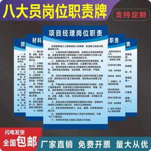 八大员岗位职责牌建筑工地施工现场五牌一图项目部管理制度可定制