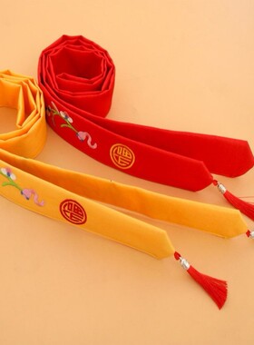 宝宝纯棉红色抱被刺绣绑带新生婴儿包毯固定腰带尿布祈福包巾红绳