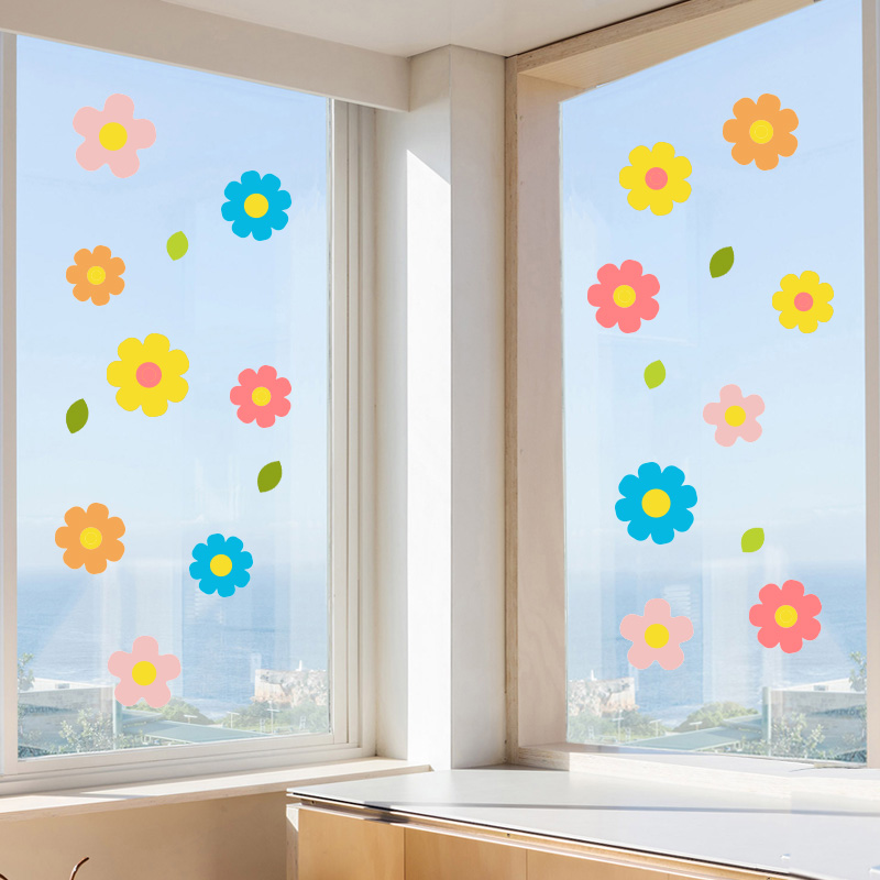 清新花朵UV静电玻璃贴纸
