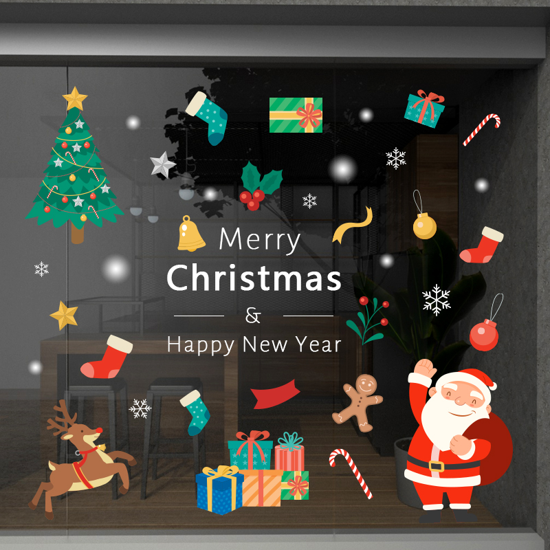 圣诞节装饰静电透明橱窗贴画