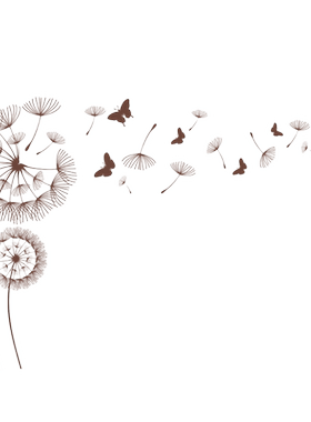 简约客厅沙发电视蒲公英背景墙贴
