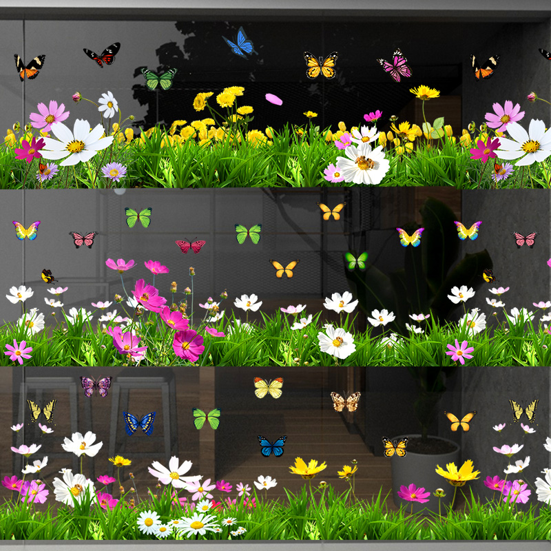 楼宇物业营销中心玻璃门橱窗墙角踢脚线装饰透明自粘防水贴画墙贴