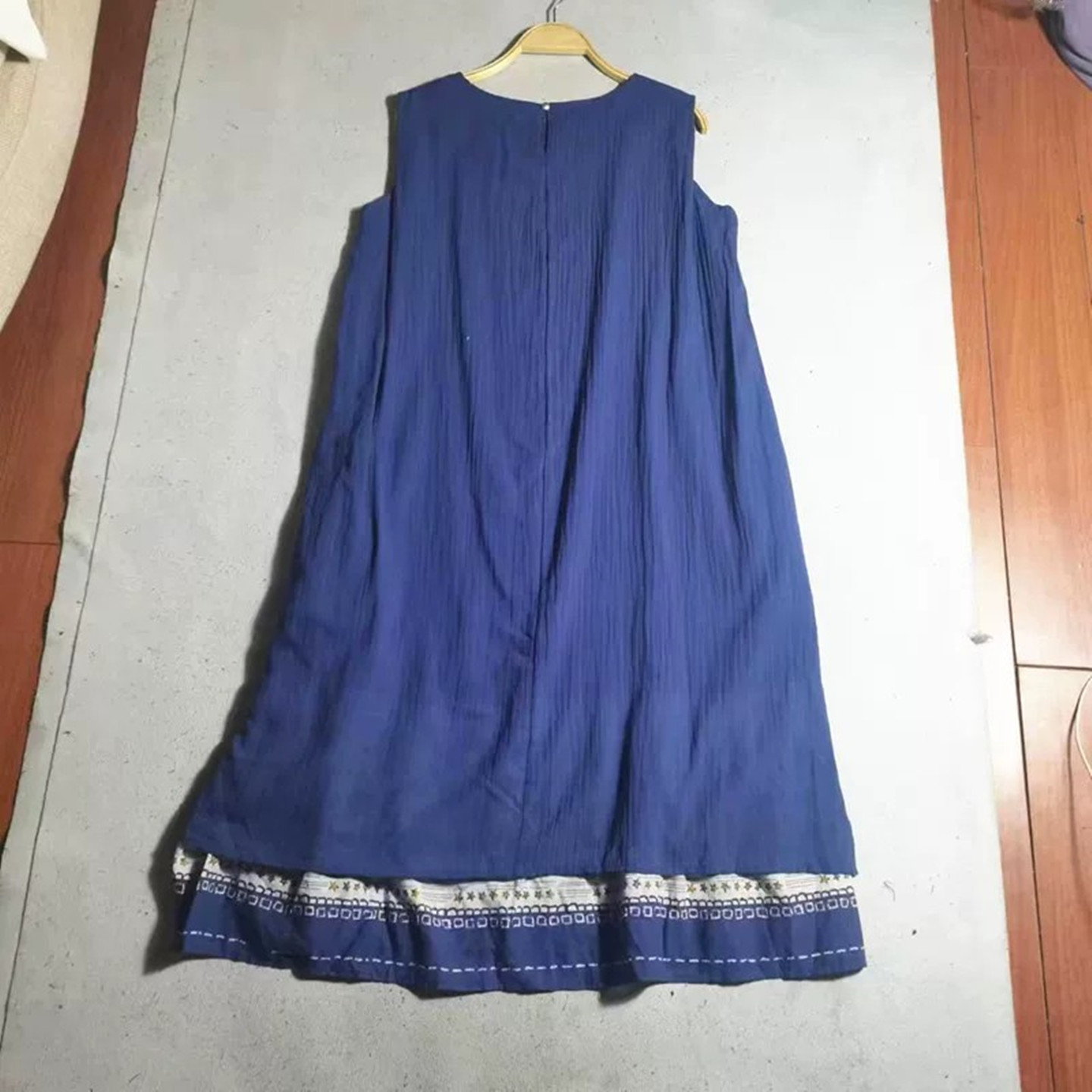 日单特价包邮夏季女装 拼色印花假两件森系休闲全棉无袖连衣裙