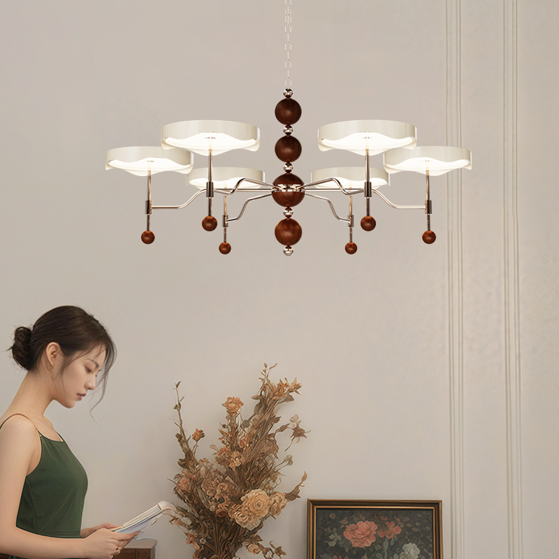 客厅吊灯2025年新款大厅灯现代简约中古风奶油风高级感餐厅客厅灯