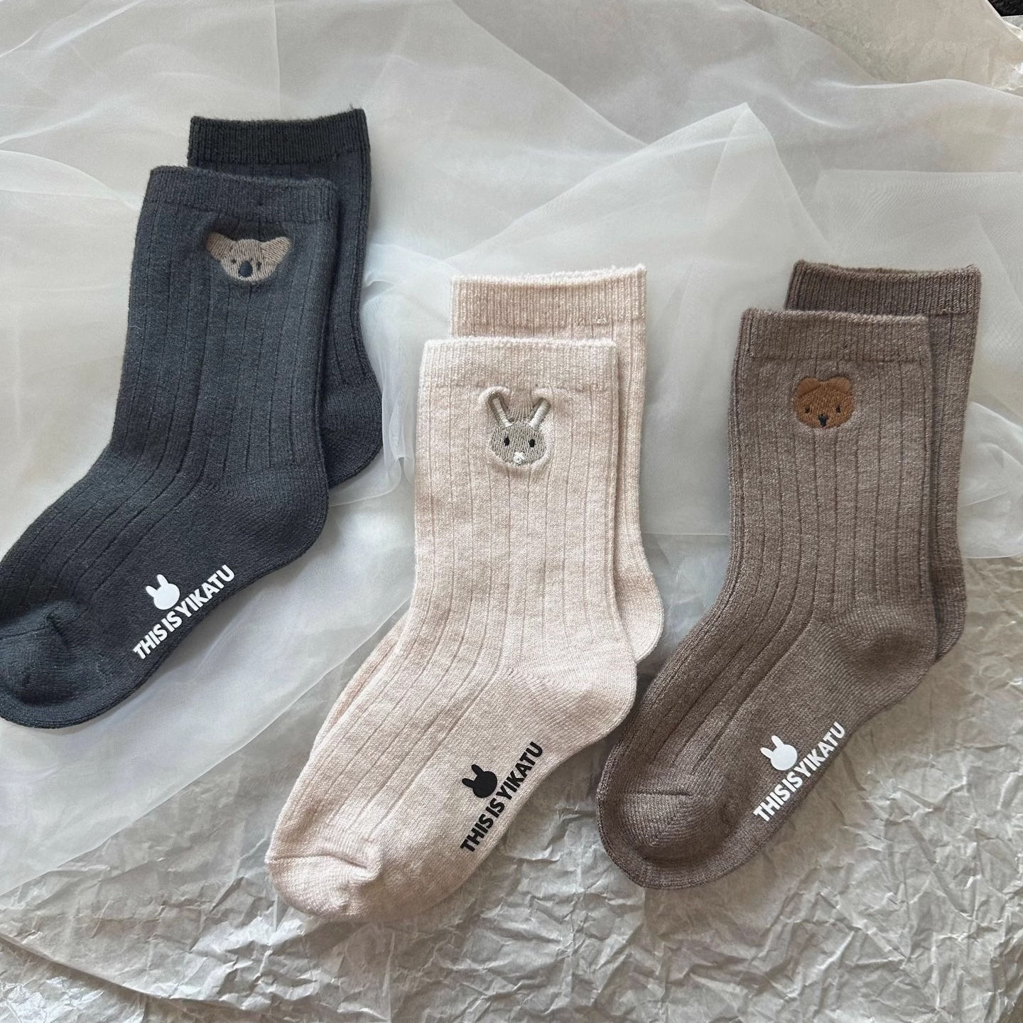春秋冬儿童考拉卡通棉中筒袜