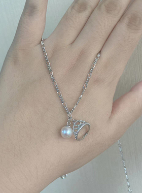 小肥珠宝纯银天然珍珠皇冠项链