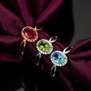 天然托帕石戒指925银铂金女款指环原石宝石饰品生日礼物婚戒