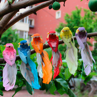 仿真小鸟泡沫假鸟工艺品花园羽毛鸟家居挂件阳台庭院装饰鸟窝鸟蛋