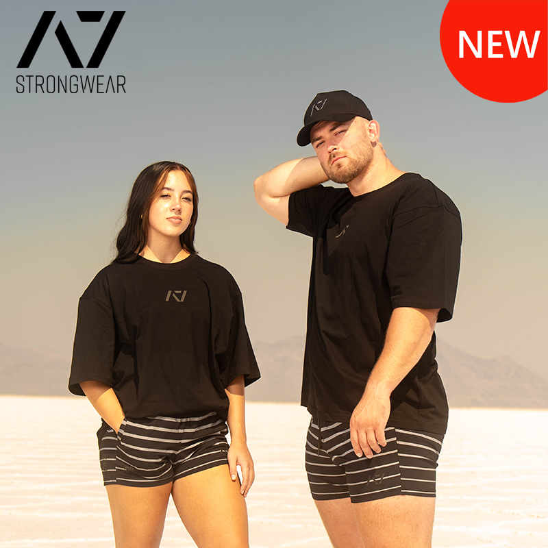 A7暗影石黑色宽松健身短袖T恤透气美国进口力量举深蹲卧推硬拉