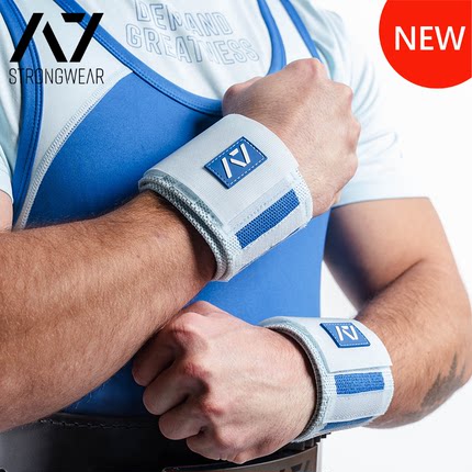 A7斑马护腕双色调蓝力量举卧推举重运动防护护腕美国进口IPF