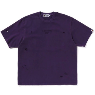 DAMAGED GARMENT T恤做旧破洞宽松纯色百搭日本代购 BAPE短袖 DYED