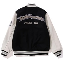 BAPE 夹克 猿头字母贴布皮袖拼接棒球外套日本代购VARSITY JACKET