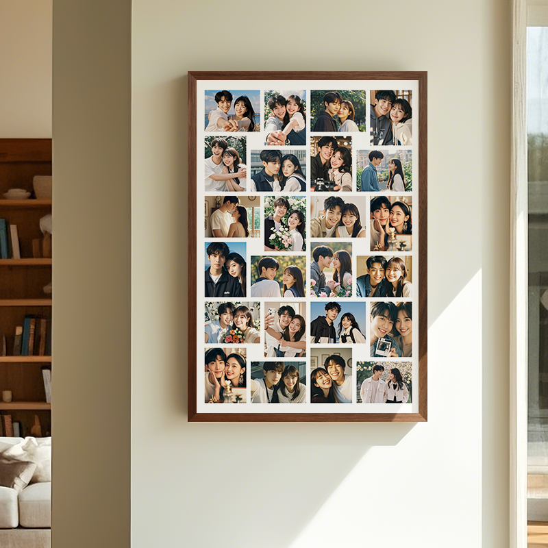 洗照片做成相框diy定制装裱实木挂墙年度一周岁纪念礼物照片相框