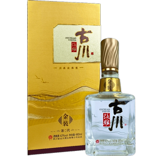 正品古川三代淡雅金装42度单瓶装四川白酒纯粮酒固态浓香大曲老酒