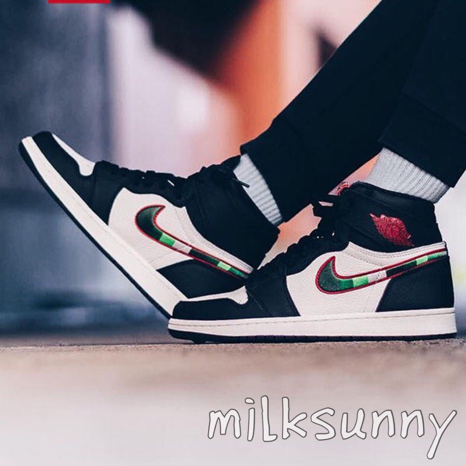 【milksunny】aj1 体育画报 天生巨星 绿格勾 篮球鞋 555088-015