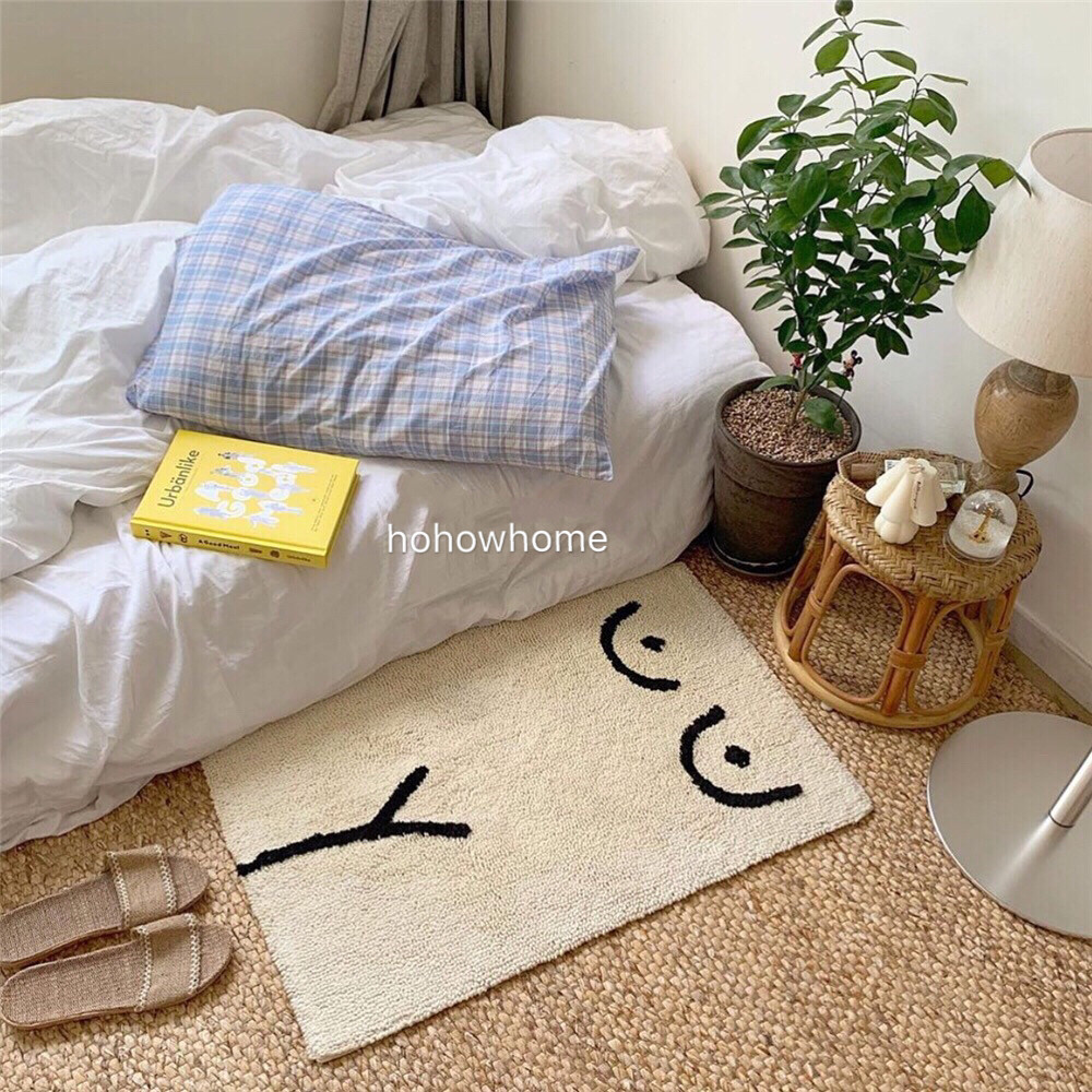 Super easy to take! ins Same item black and white originality carpet bedroom Bedside Plush Mat a living room Cushion Northern Europein the Home Fabric , Carpet  category - from Buy2taobao.com to provide professional Taobao agent buy service
