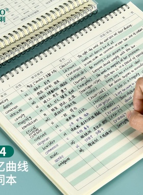 维克多利艾宾浩斯记忆曲线单词本a4背英语单词记忆本遗忘曲线复习计划表考研四级六级记英文默写线圈笔记本子