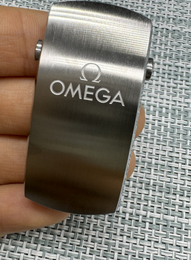 适配欧米茄新款海马300手表带表扣实心不锈钢PUSH微调双按折叠扣