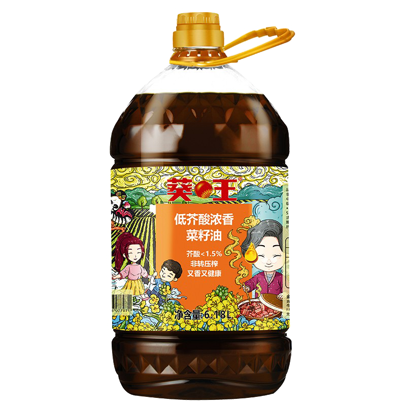 葵王低芥酸浓香菜籽油6.18L物理压榨非转基因桶装菜油