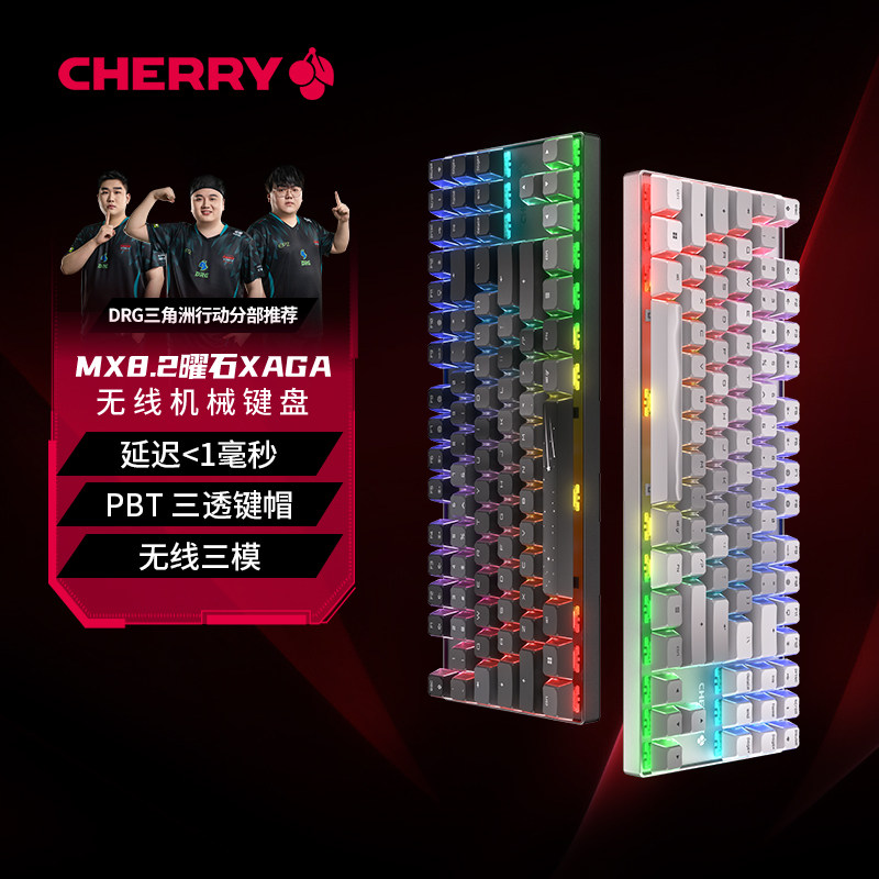 CHERRY樱桃MX8.2 XAGA曜石游戏电竞无线三模机械键盘87键三角洲