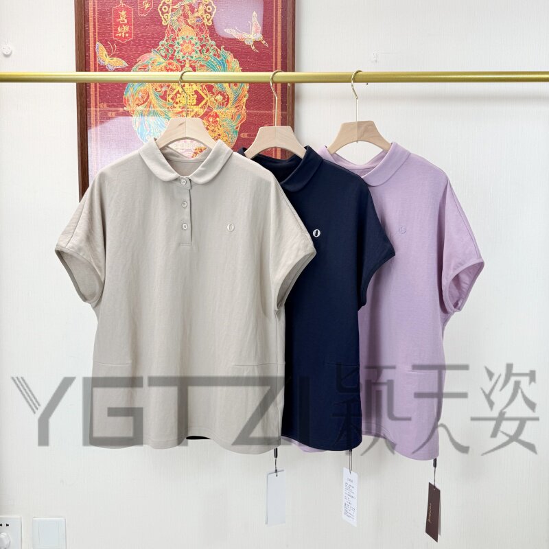 菲玛掂休闲百搭翻领半袖T恤女