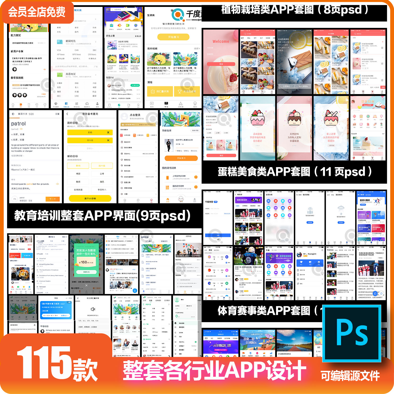 ps整套中文电商餐饮金融手机app界面作品集面试UI交互设计模板PSD