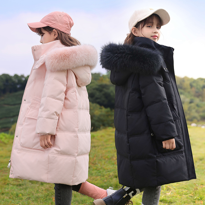 巴拉品女童品牌羽绒服中长款加厚