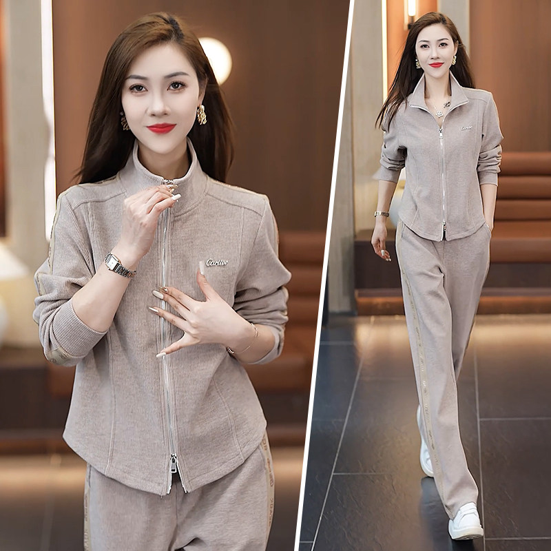 运动服套装女春秋季2026新款时尚宽松bf慵懒风开衫卫衣休闲两件套