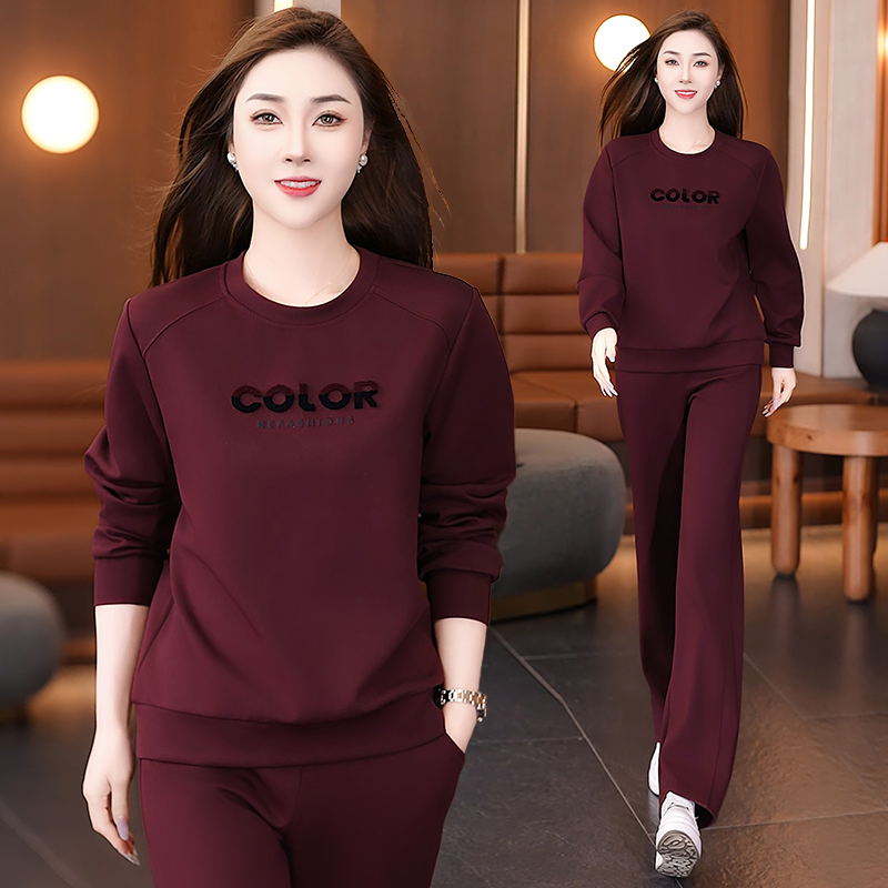 春秋运动服套装女2025新款洋气减龄高级感圆领卫衣休闲跑步两件套