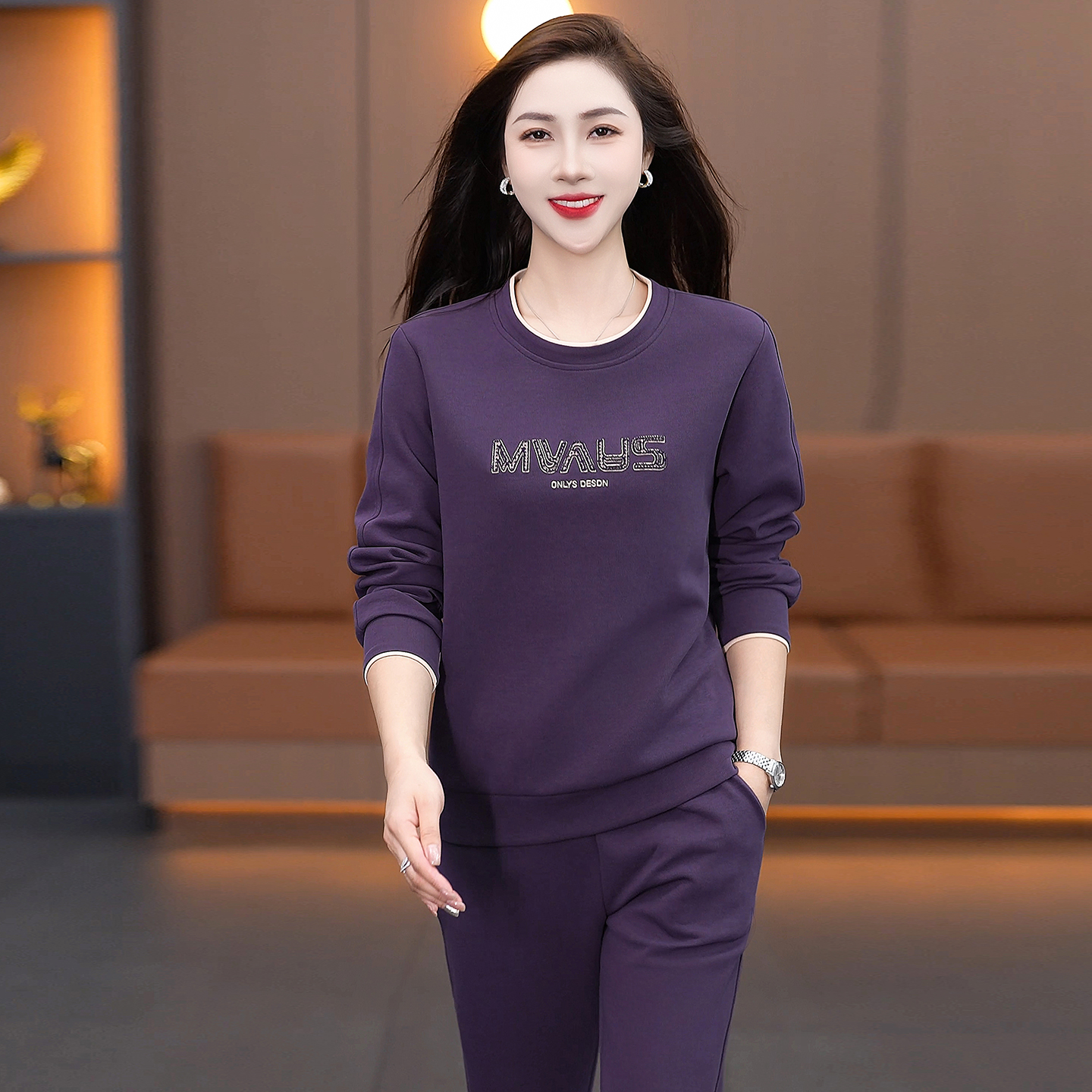 运动套装女春秋新款时尚洋气早秋妈妈装束脚裤大码卫衣宽松休闲服
