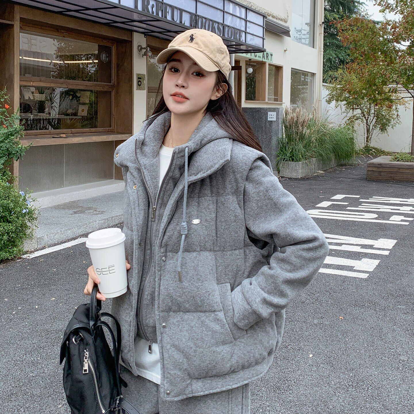 保暖秋冬新款韩版休闲运动套装女加绒加厚卫衣卫裤棉马甲三件套