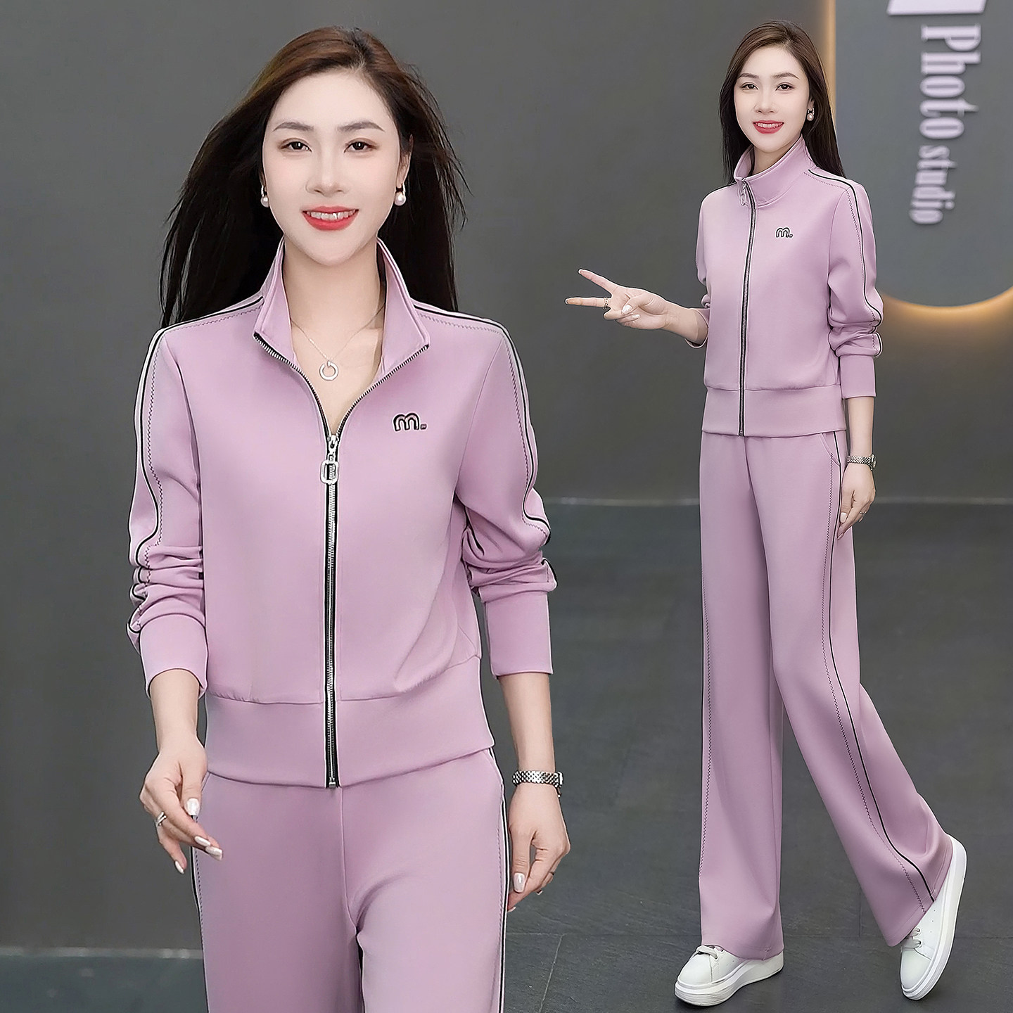 高级运动套装女春秋季时尚潮流品牌长袖卫衣宽松休闲跑步服两件套