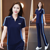 长裤 休闲运动服套装 洋气减龄显瘦冰丝短袖 2025年新款 两件套 女夏季