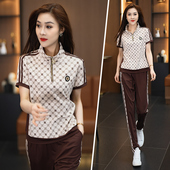 运动套装 时尚 女2025新款 夏装 一整套两件套跑步运动服 夏季 短袖 女装